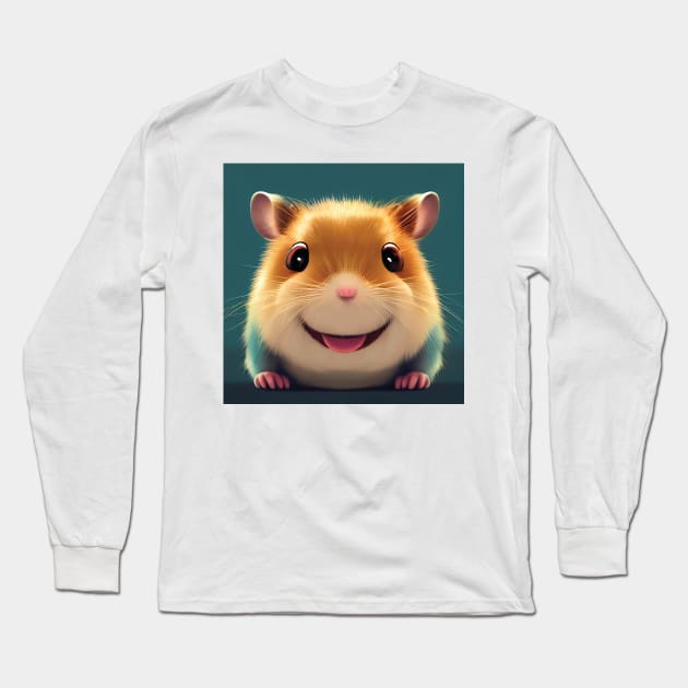 Smiling Hamster Art Long Sleeve T-Shirt by Geminiartstudio